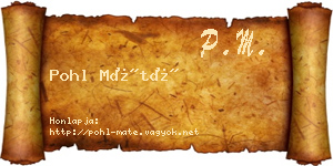 Pohl Máté névjegykártya